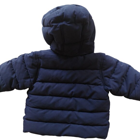 Petit Bateau Navy Blue Quilted Puffer Hooded Jacket 3 Months (60 cm) - Picture 3 of 7